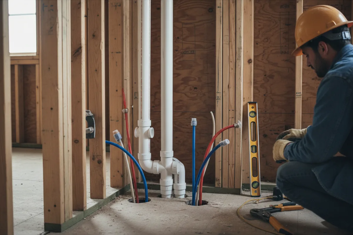 Drain and supply rough-in during Drain Cleaning in West Des Moines