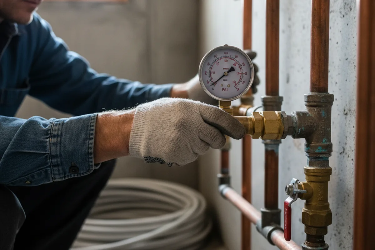 Pressure testing a repaired line during Water Line Repair in West Des Moines